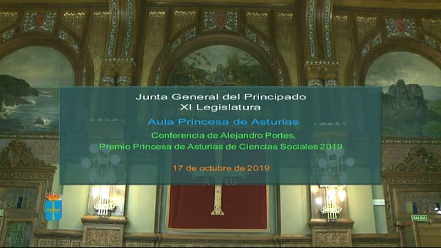 poster Conferencia de Alejandro Portes, Premio Princesa de Asturias de Ciencias Sociales.
